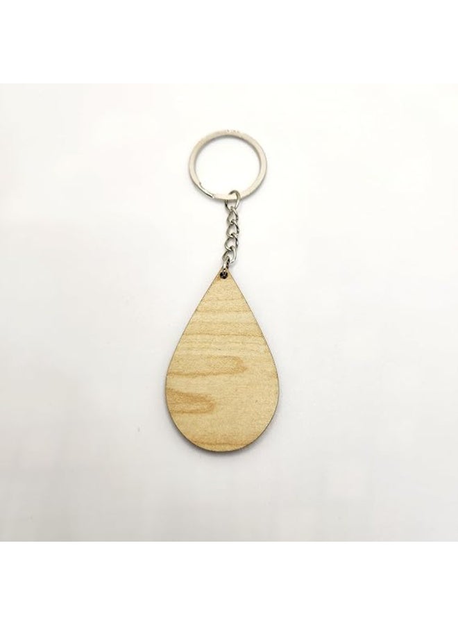 Kipfy Wooden Abstract Leaf Design Keychain – Laser Cut Teardrop Shape Key Ring for Men & Women - Image 2